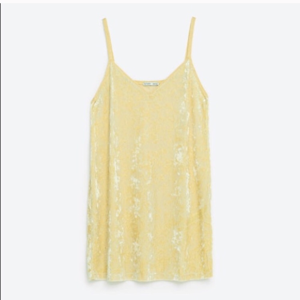 Zara yellow velvet mini dress